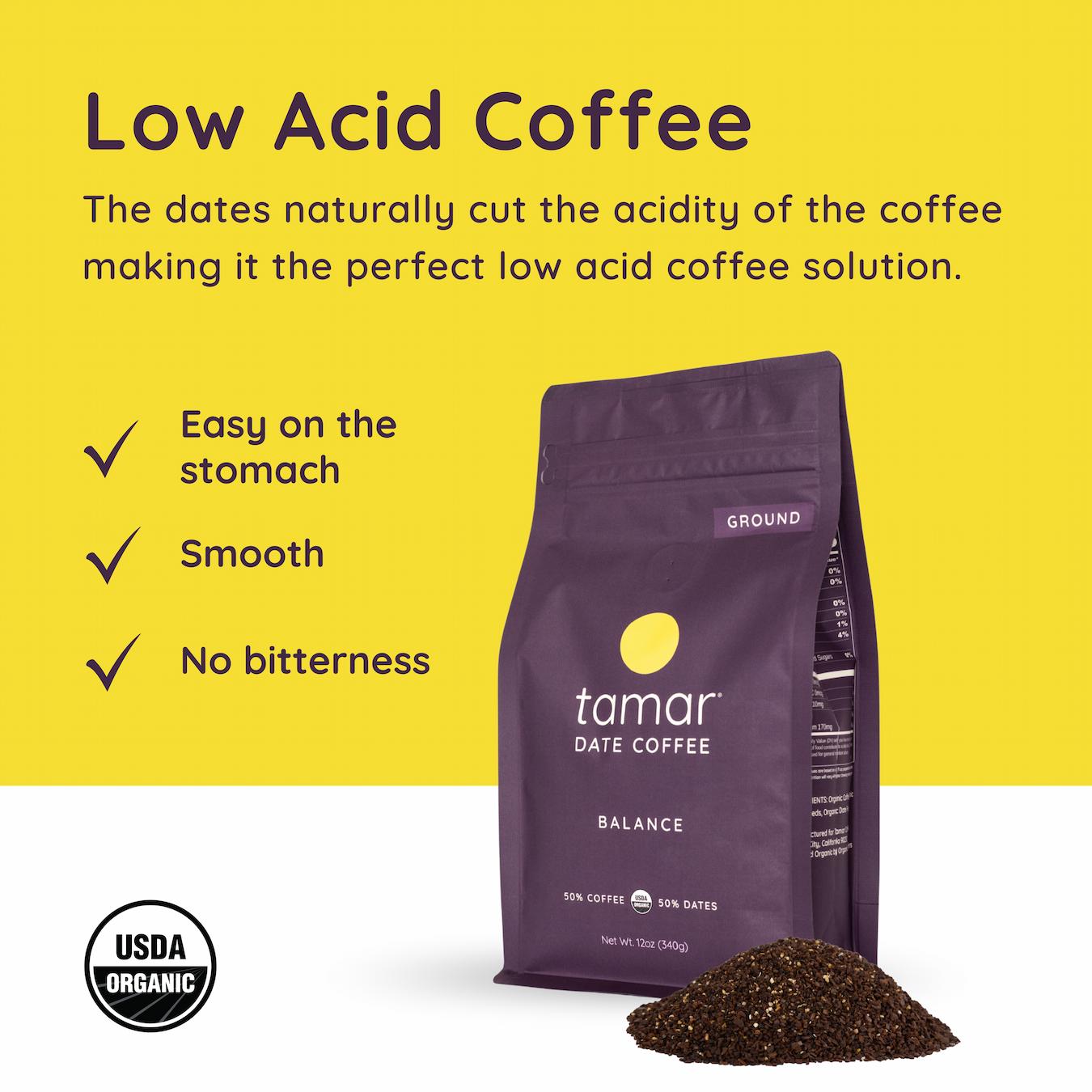 tamar date coffee balance low acid relux smooth gut gi gerd