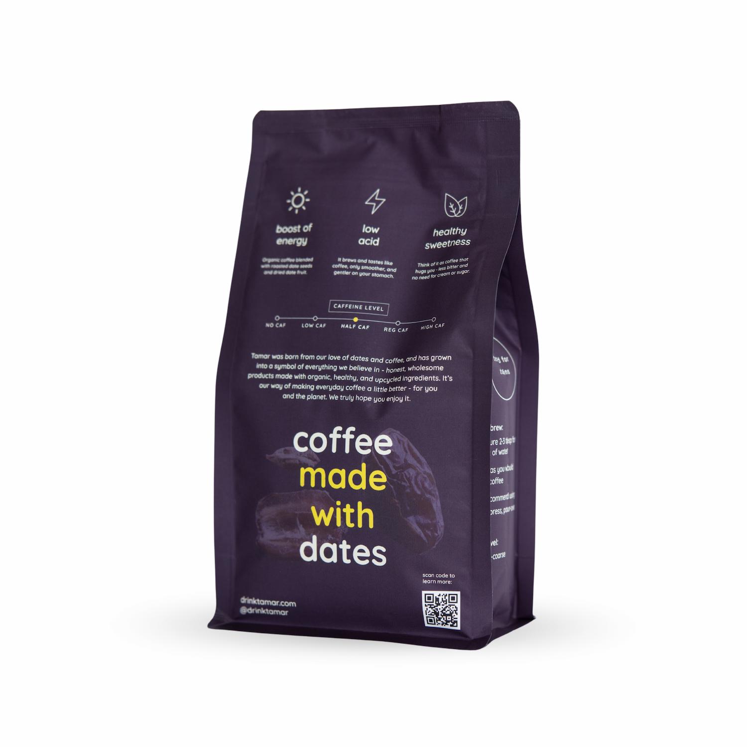 tamar date coffee low acid ground back