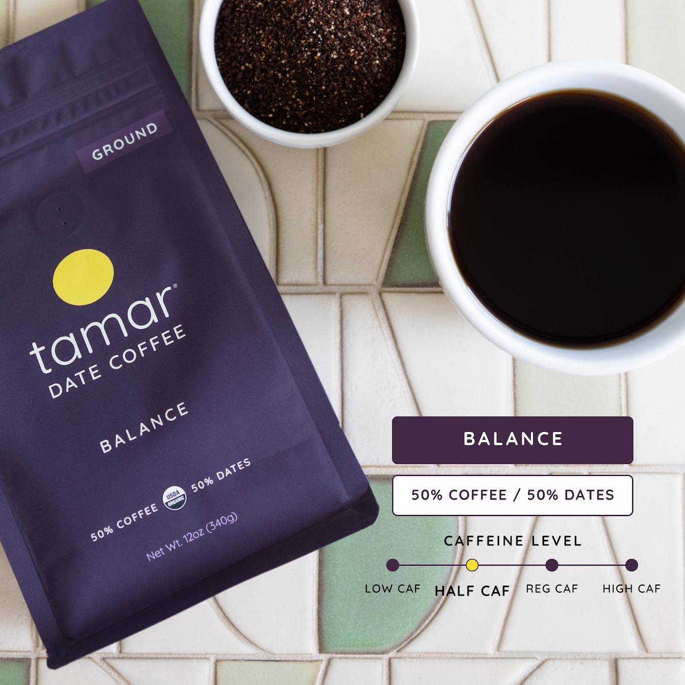 tamar date coffee low acid ground half caffeine