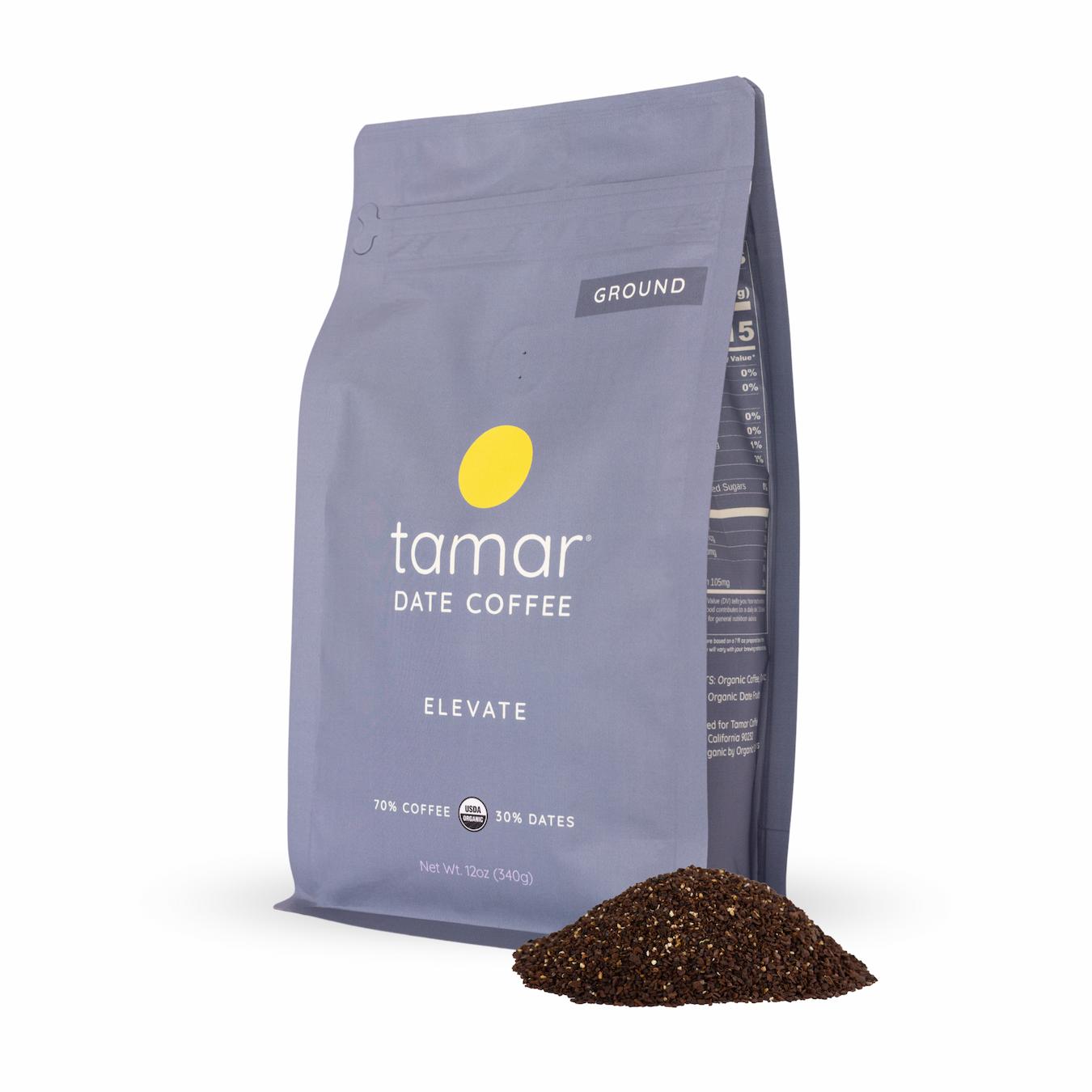 tamar date seed coffee elevate low acid less caffeine-ground