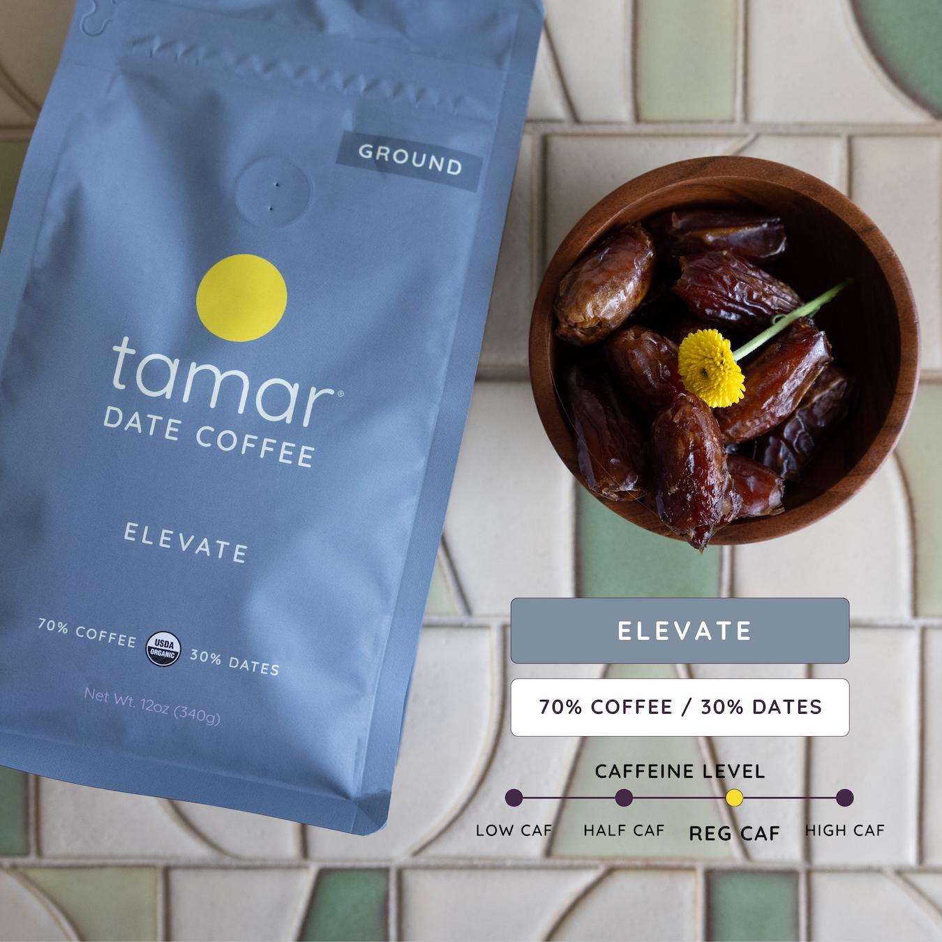 tamar date seed coffee elevate low acid less caffeine